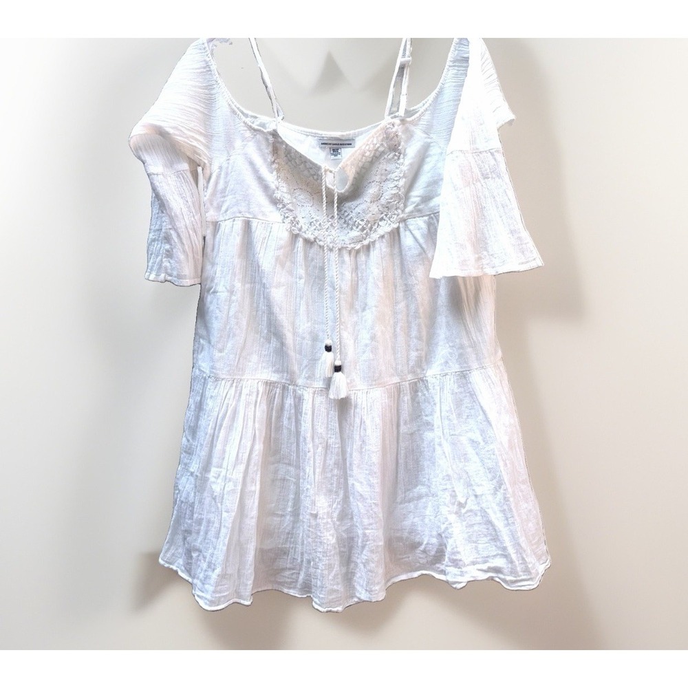 Gauze Look 100% Cotton Off Shoulder Bohemian Festival Flowy Top Women's XS India